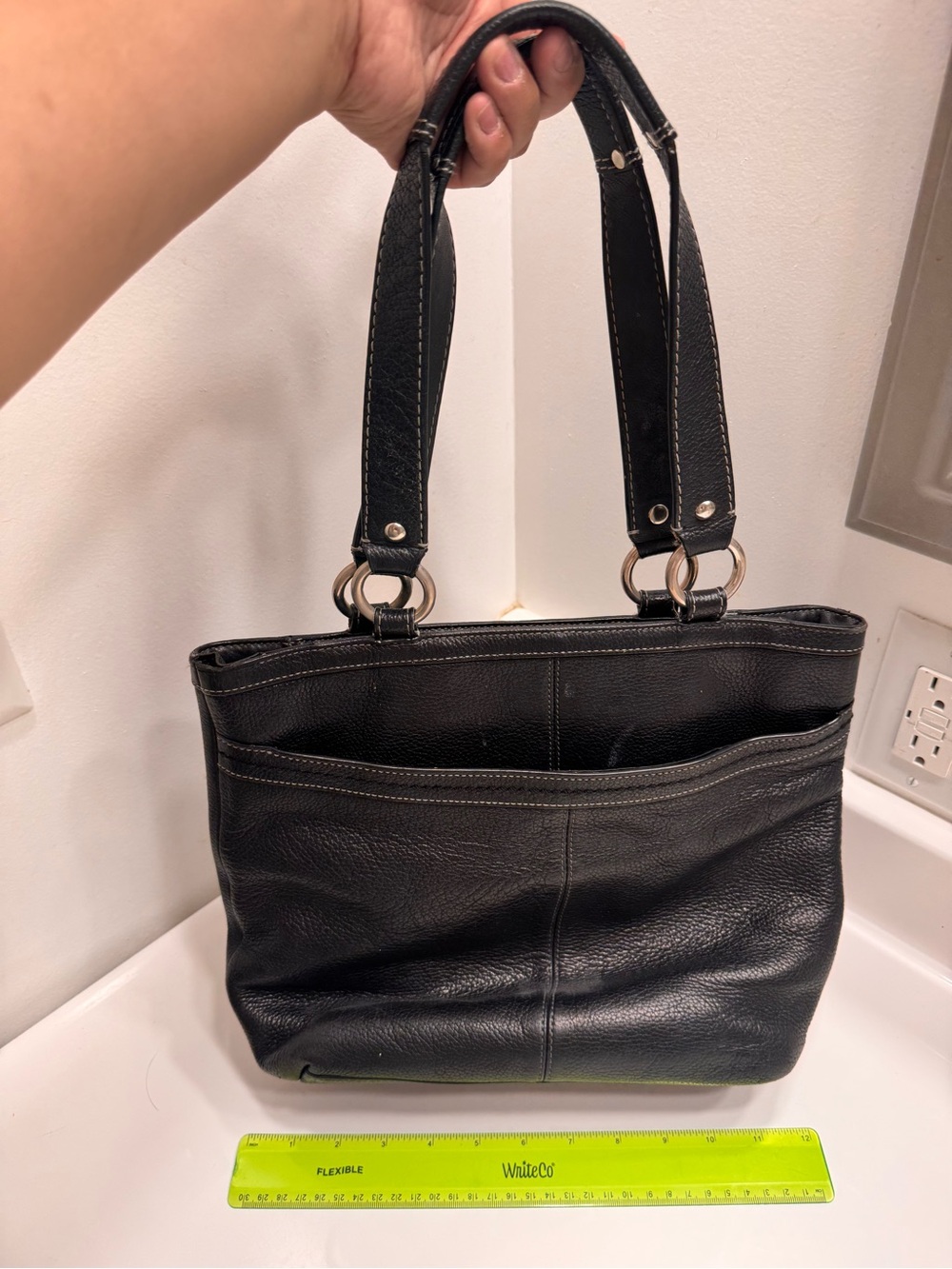 Coach Black Leather Tote Bag with Double Handles